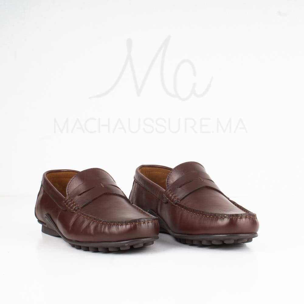 Azuro - Mocassins Hommes en Cuir Marron.