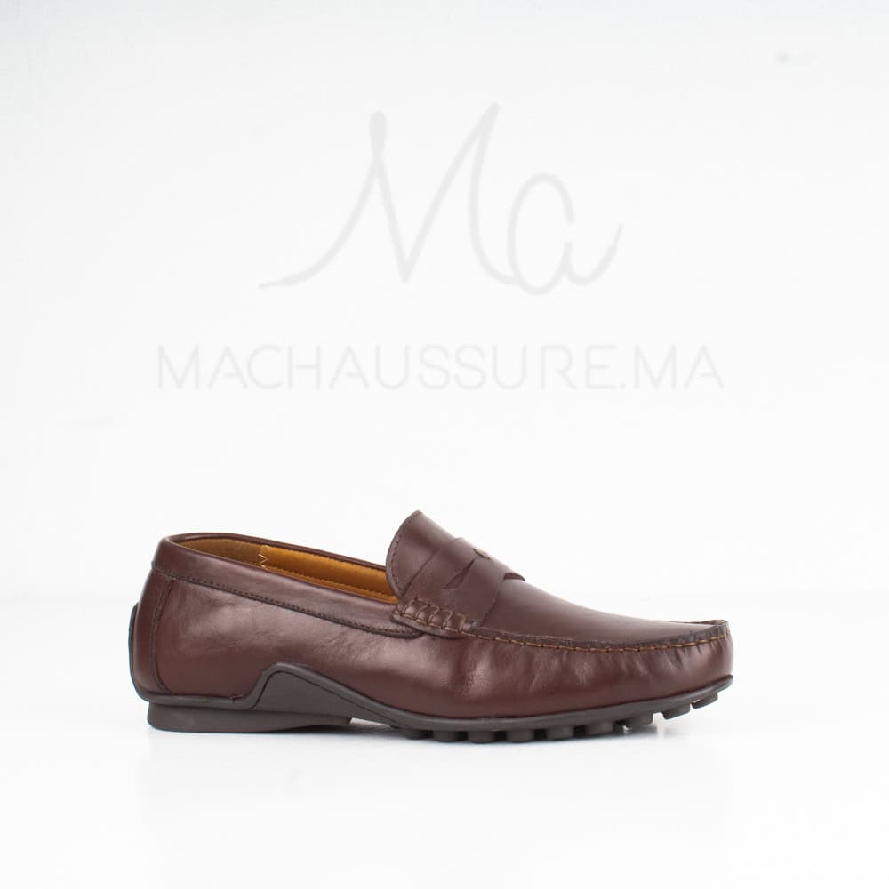 Azuro - Mocassins Hommes en Cuir Marron.