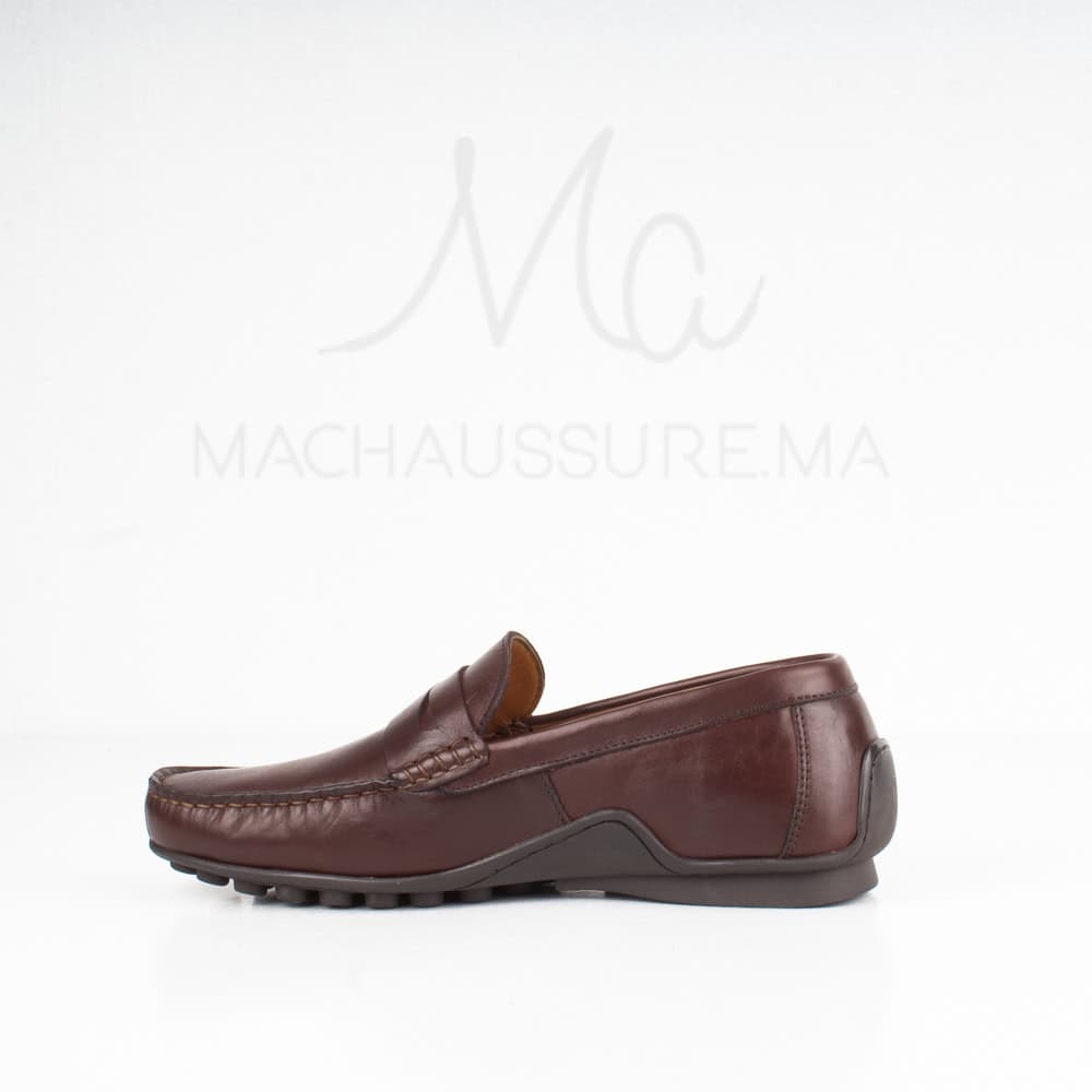 Azuro - Mocassins Hommes en Cuir Marron.