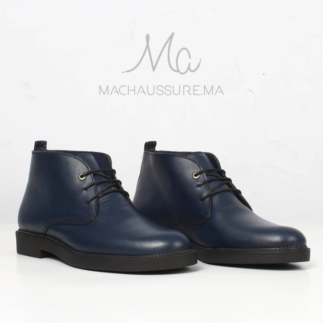 BOOTS Hommes en cuir-Bleu.