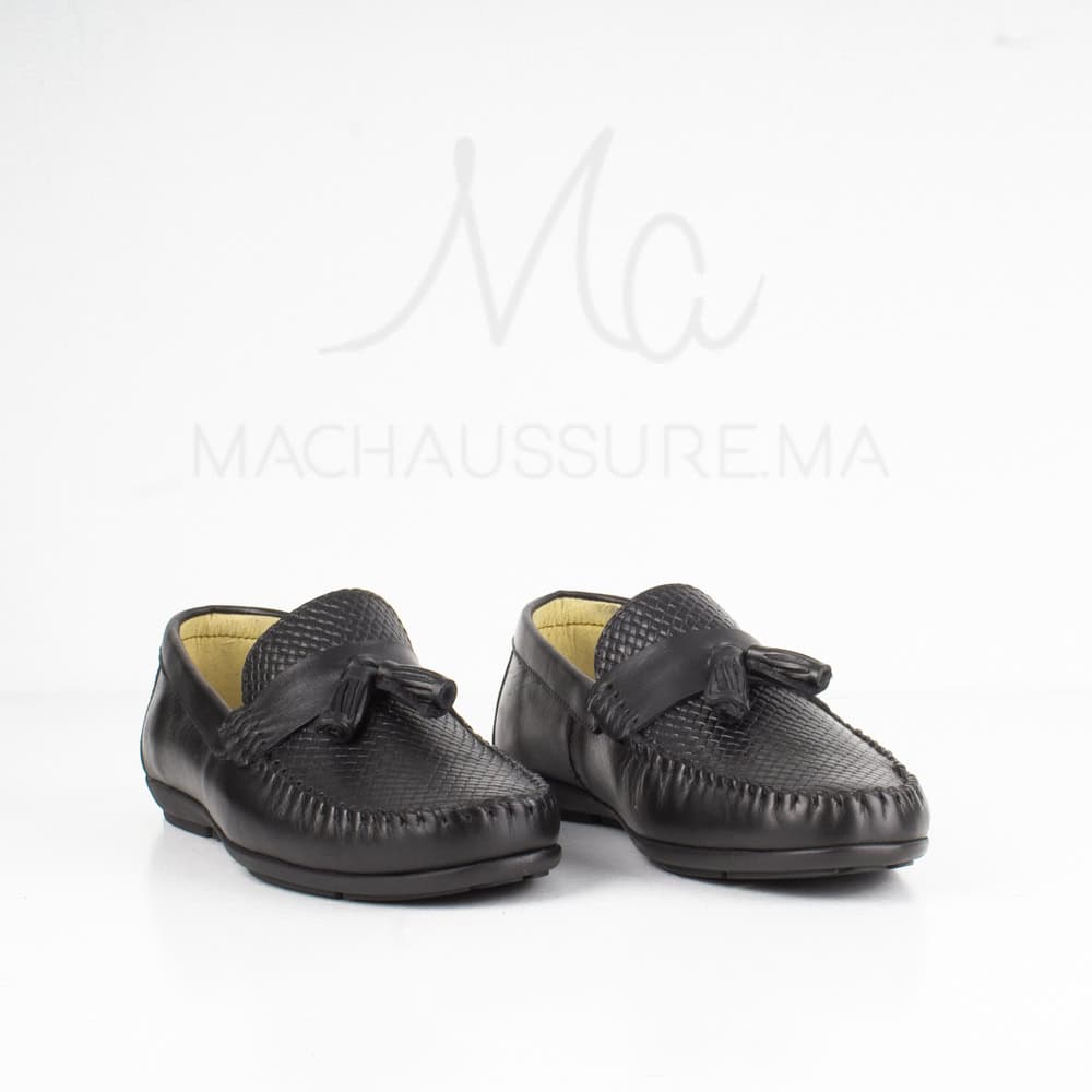 Mistral - Mocassins Hommes en Cuir Noir.