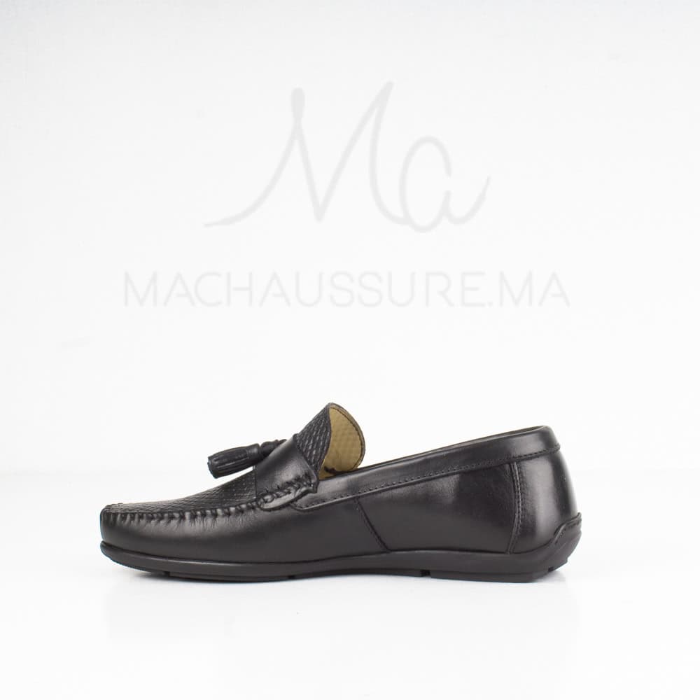 Mistral - Mocassins Hommes en Cuir Noir.
