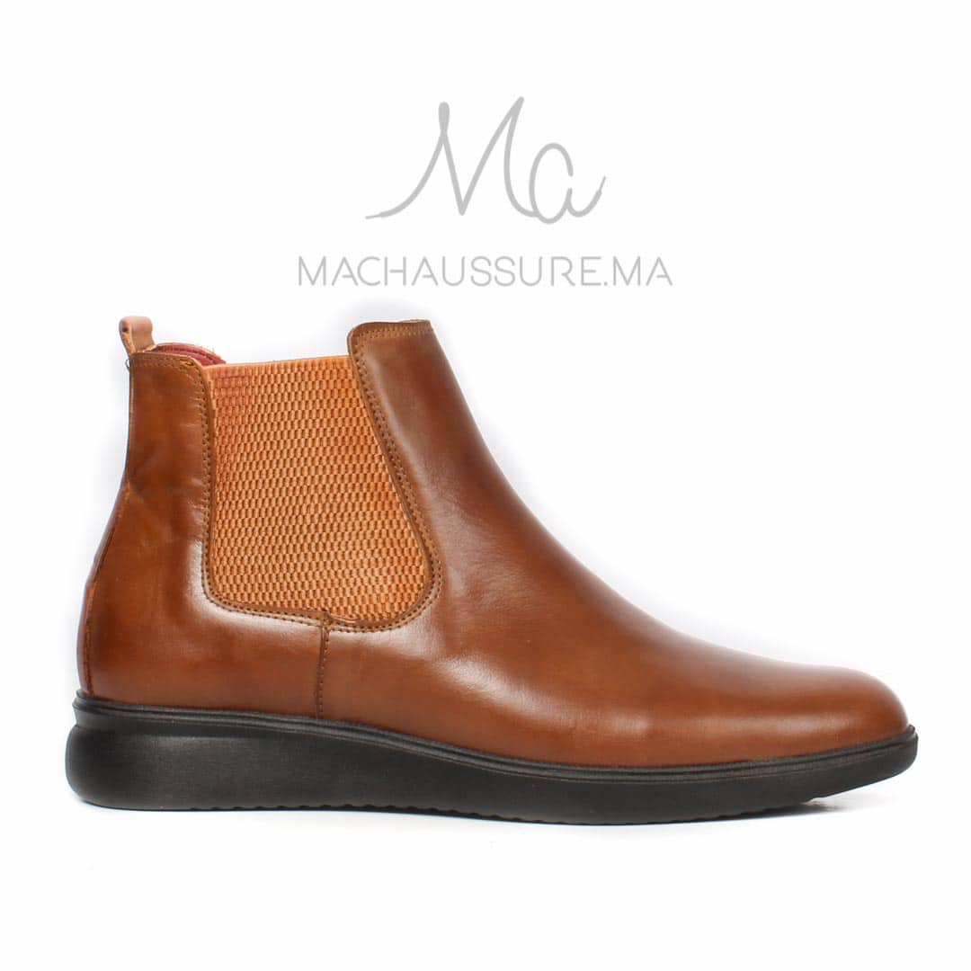 BRIGHTON - BOOTS Cuir Hommes -Tabac.