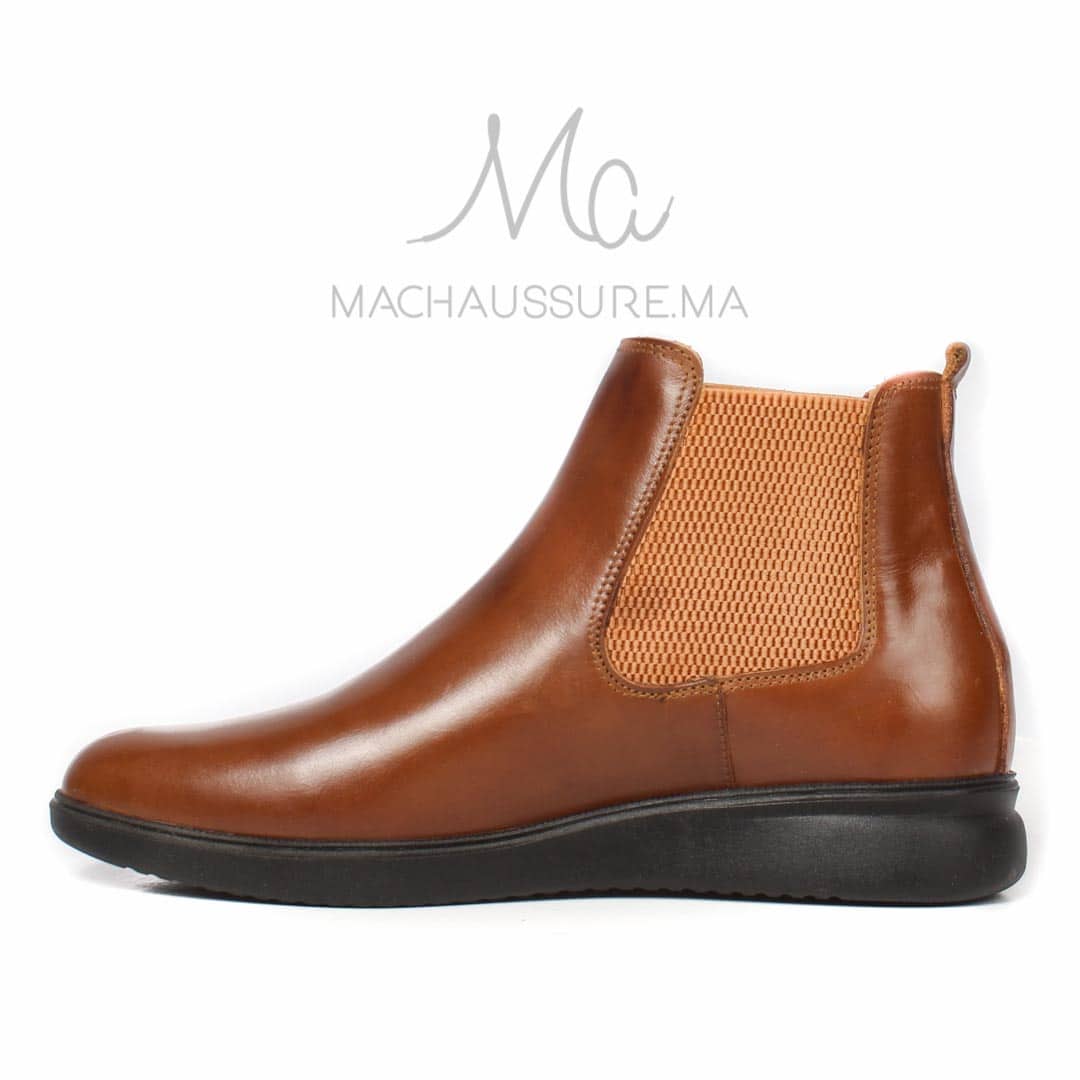BRIGHTON - BOOTS Cuir Hommes -Tabac.