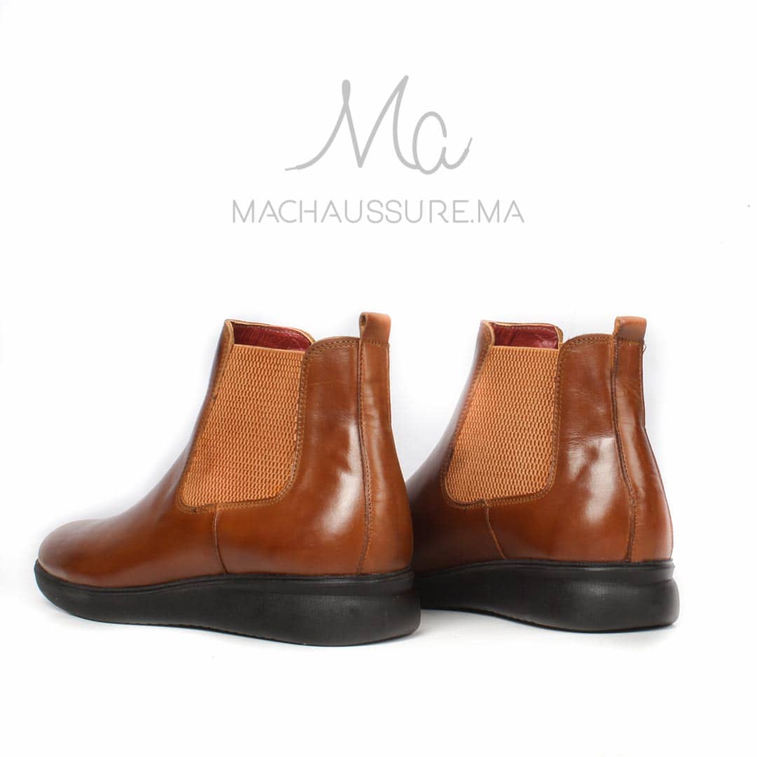 BRIGHTON - BOOTS Cuir Hommes -Tabac.