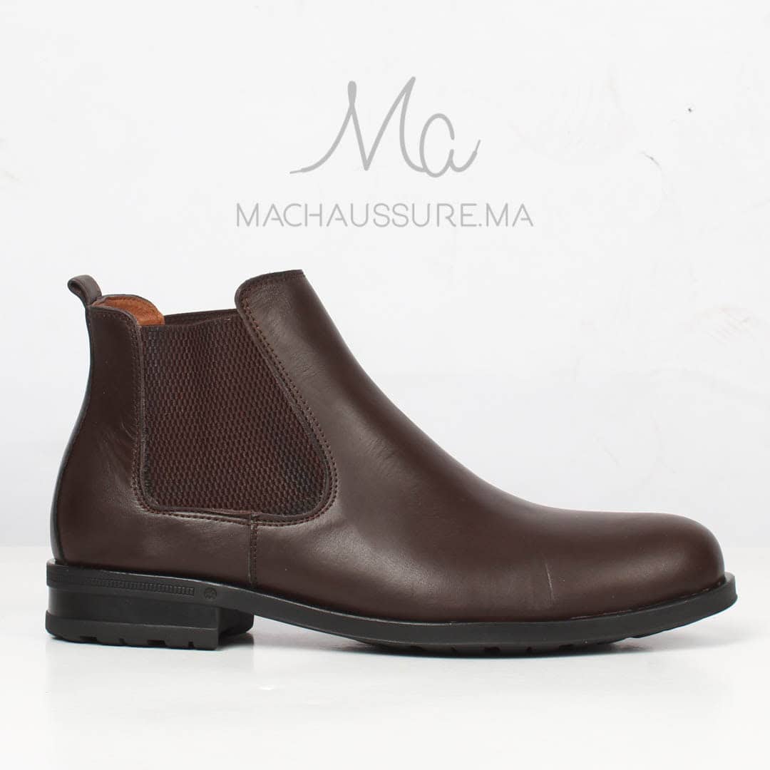 CHELSEA - Bottines en Cuir Marron.