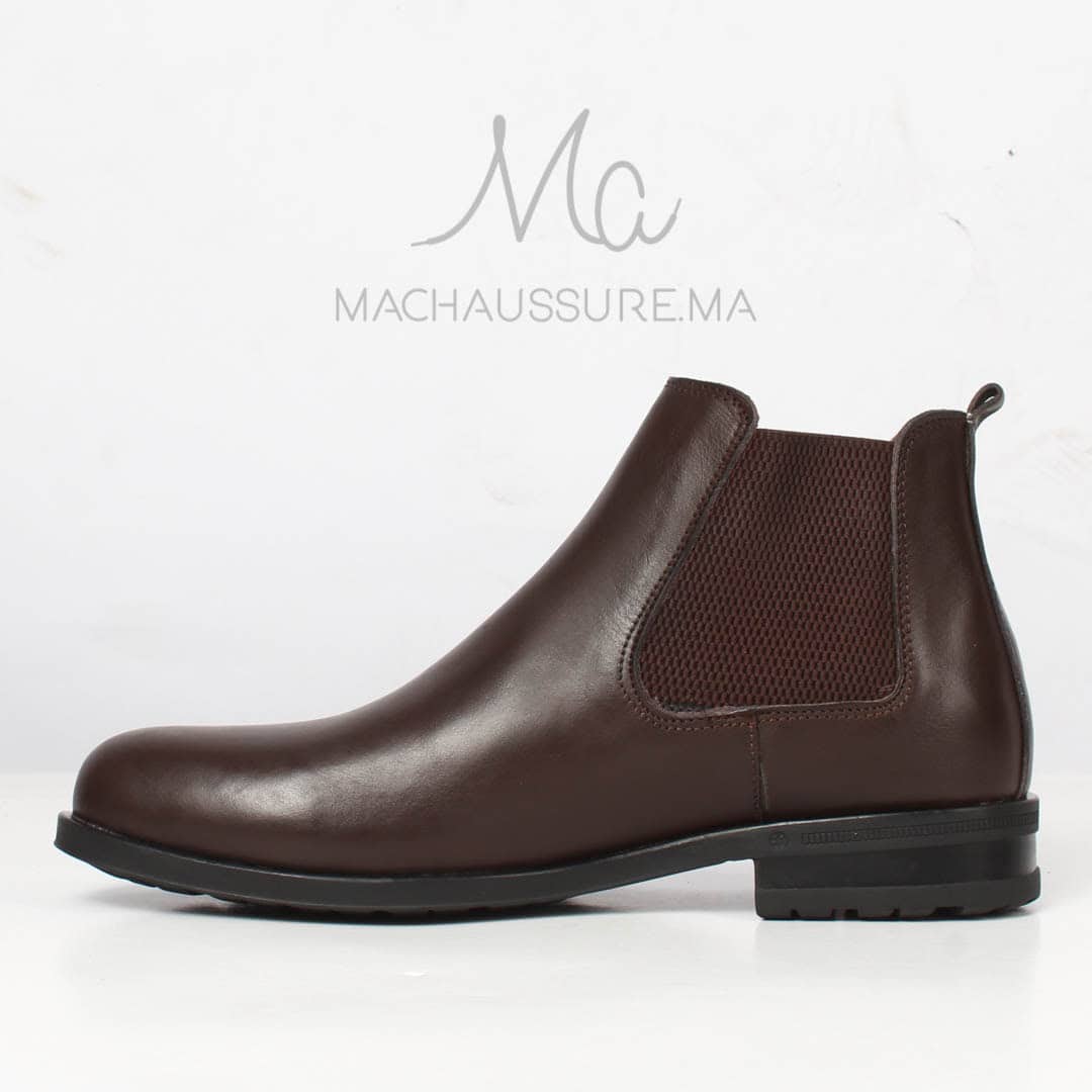 CHELSEA - Bottines en Cuir Marron.