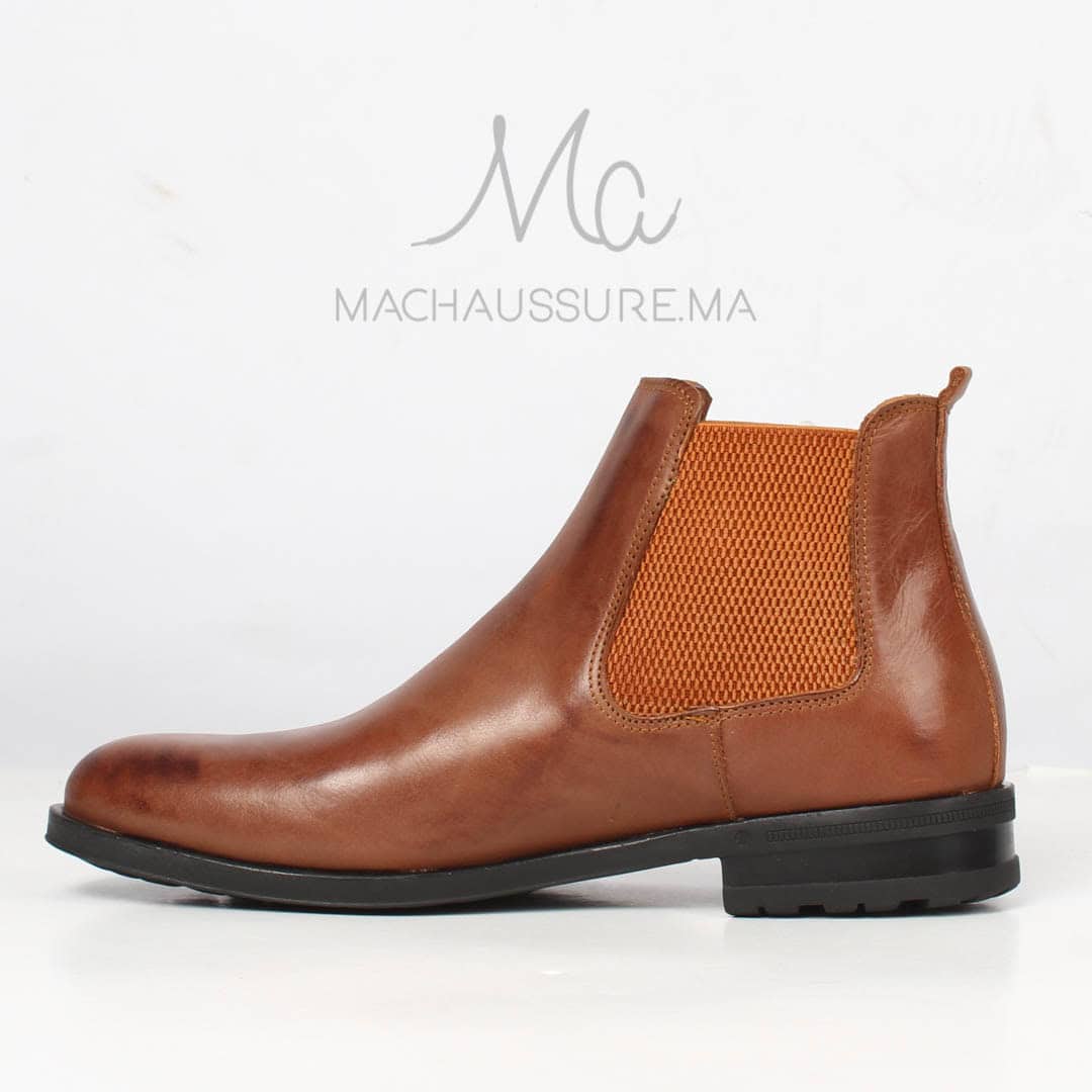 CHELSEA - Bottines en Cuir Tabac.