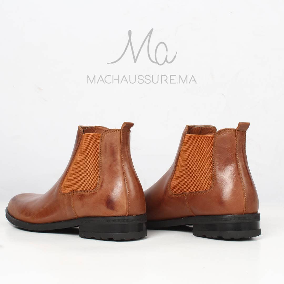 CHELSEA - Bottines en Cuir Tabac.