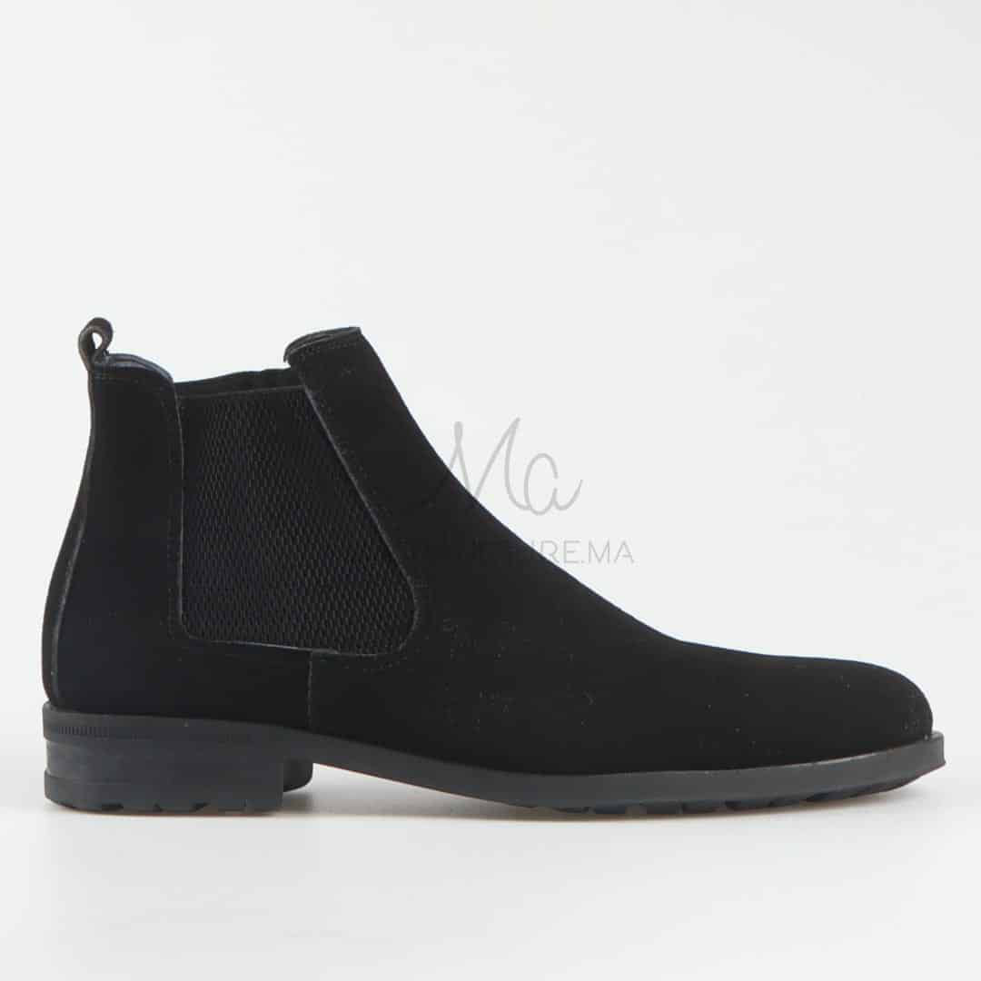 CHELSEA - Bottines en Daim Noir.