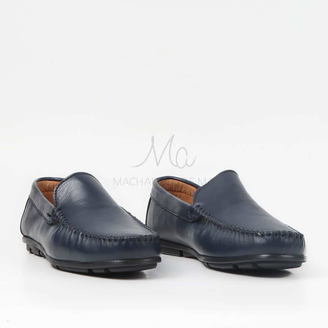 SOSTIAS - Mocassins 100 % Cuir en Bleu.