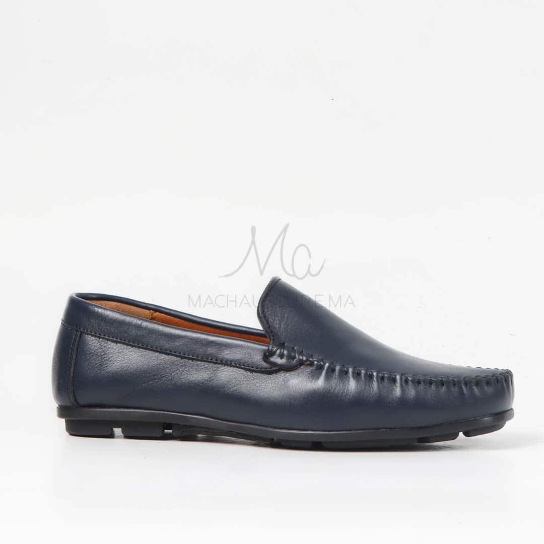 SOSTIAS - Mocassins 100 % Cuir en Bleu.
