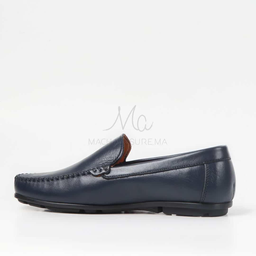 SOSTIAS - Mocassins 100 % Cuir en Bleu.
