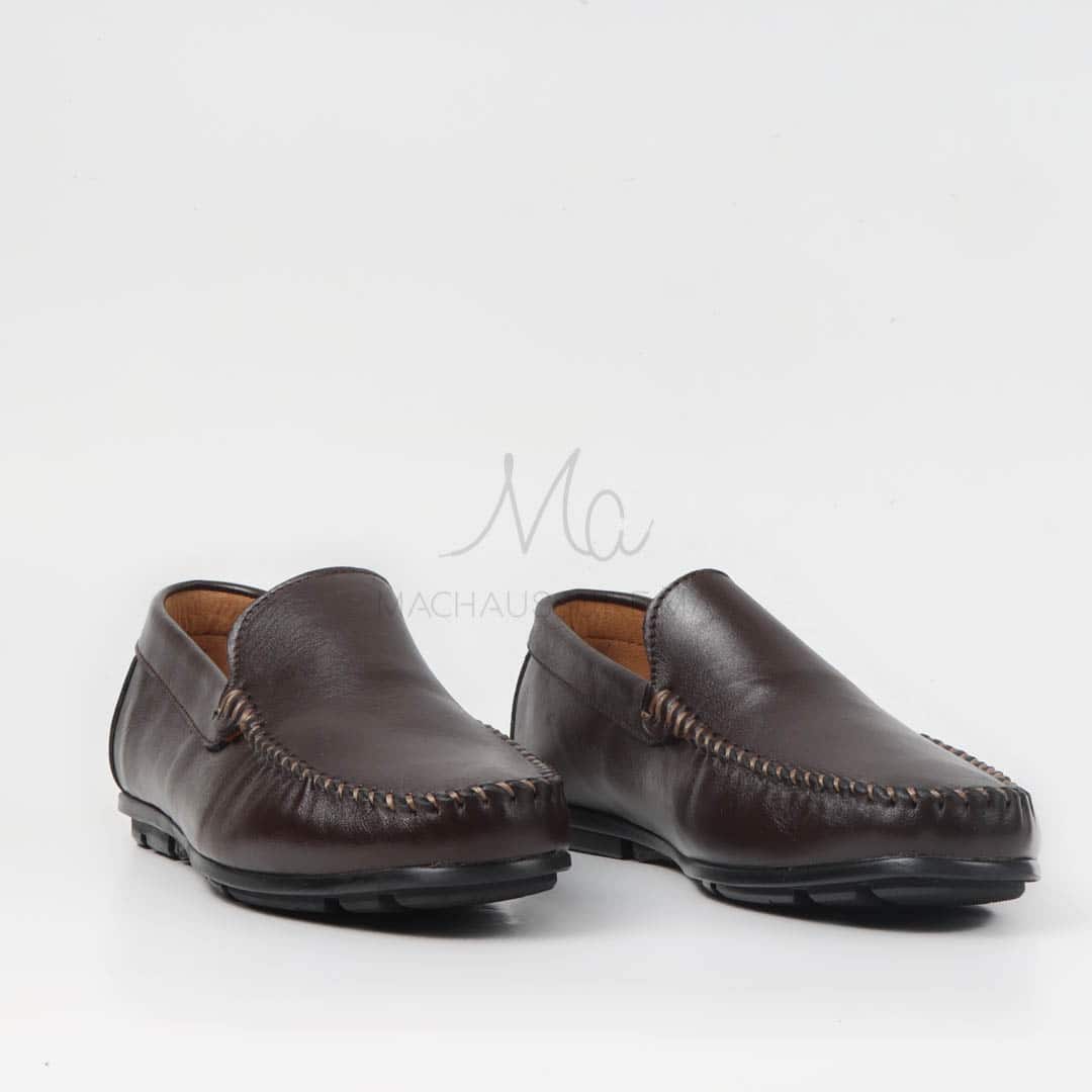 SOSTIAS - Mocassins 100 % Cuir en Marron.