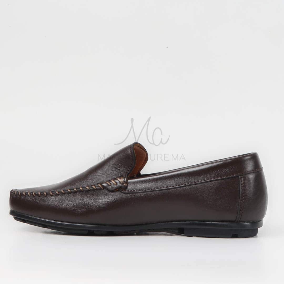 SOSTIAS - Mocassins 100 % Cuir en Marron.