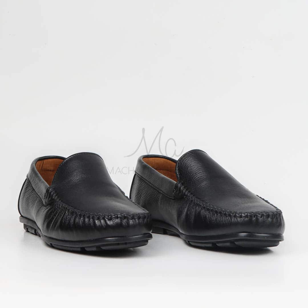 SOSTIAS - Mocassins 100 % Cuir en Noir.