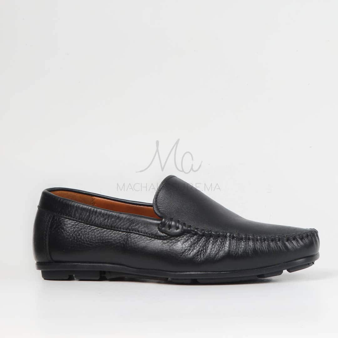 SOSTIAS - Mocassins 100 % Cuir en Noir.