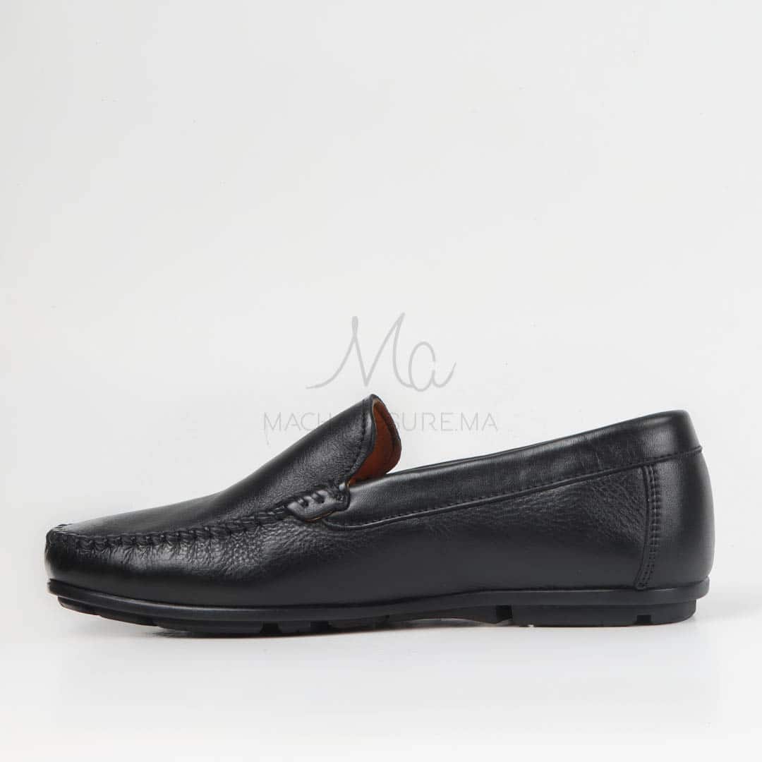 SOSTIAS - Mocassins 100 % Cuir en Noir.