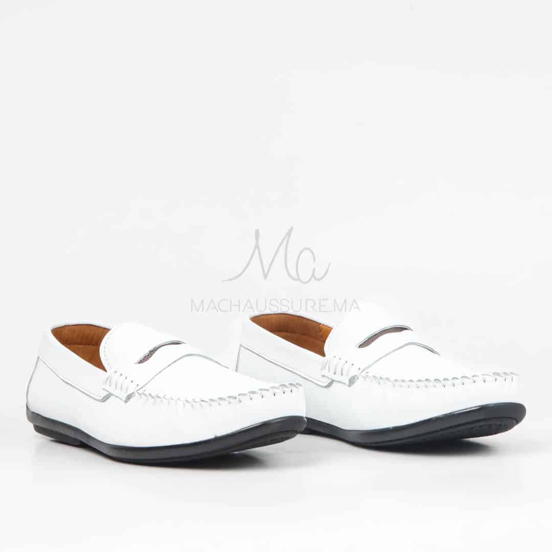 Mocassins 100% Cuir Blanc.