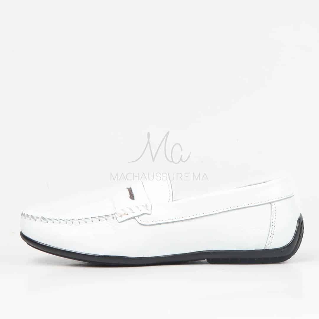 Mocassins 100% Cuir Blanc.