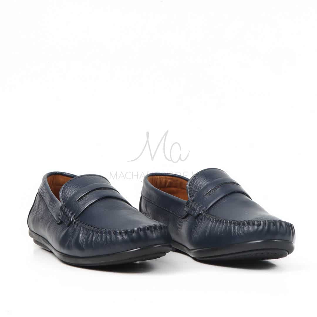Mocassins 100% Cuir Bleu.