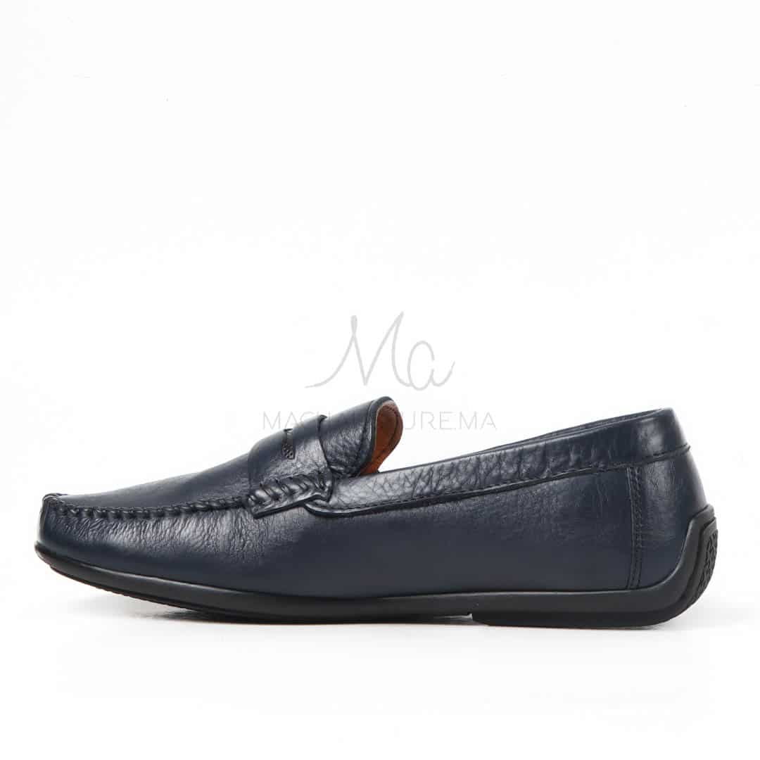 Mocassins 100% Cuir Bleu.