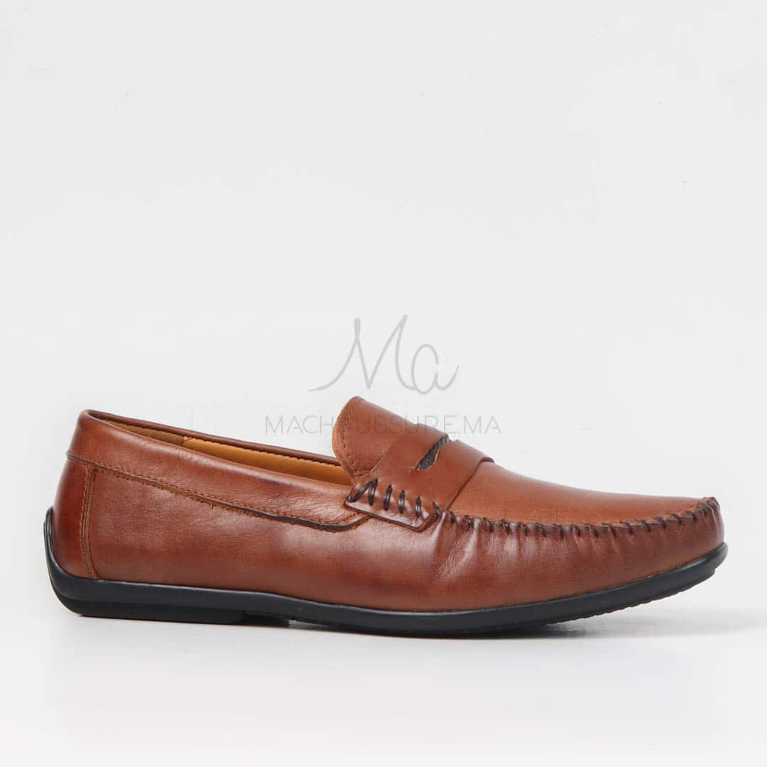 Mocassins 100% Cuir Tabac.