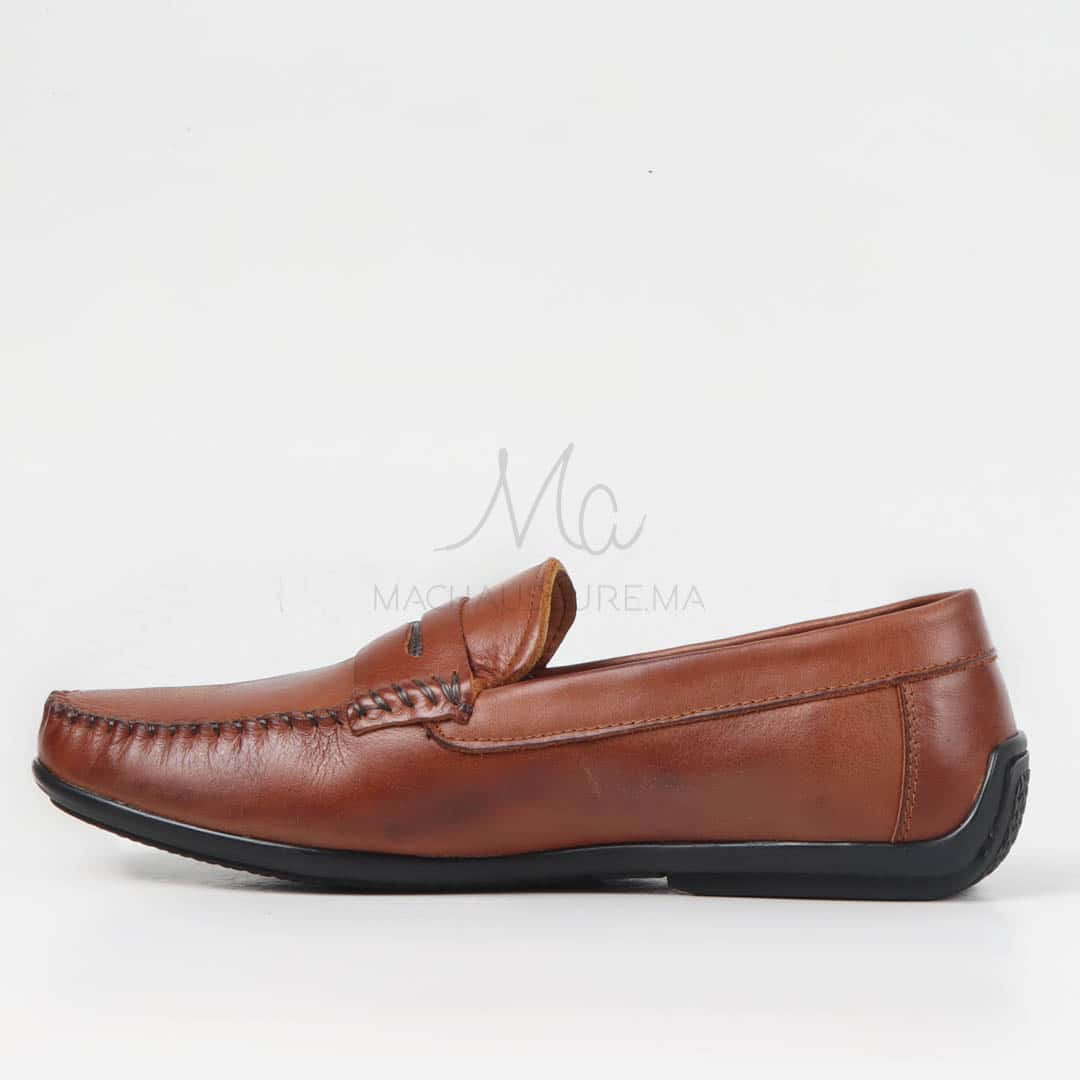 Mocassins 100% Cuir Tabac.