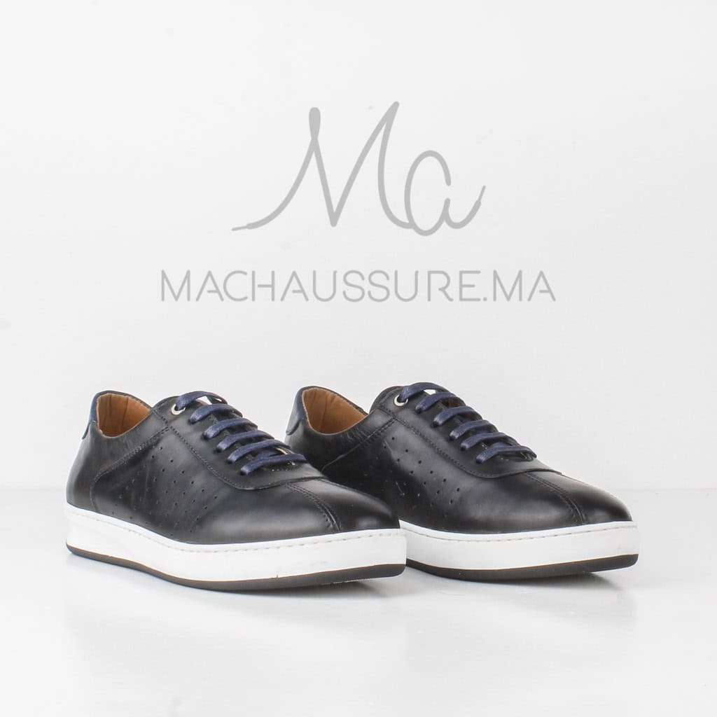 Xavier - Baskets Basses en cuir Noir.
