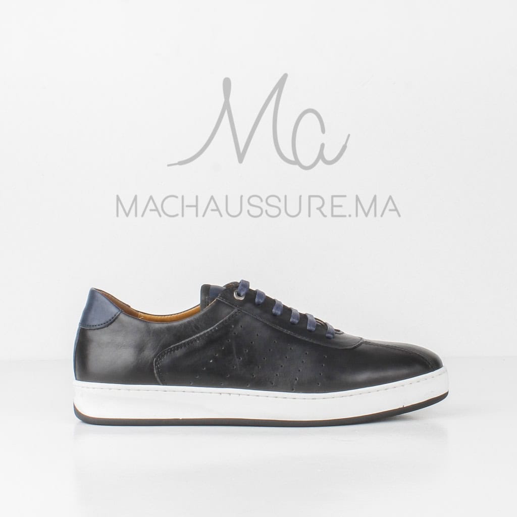 Xavier - Baskets Basses en cuir Noir.