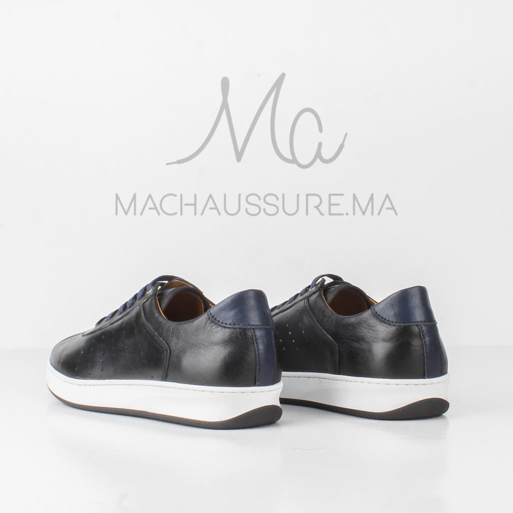 Xavier - Baskets Basses en cuir Noir.