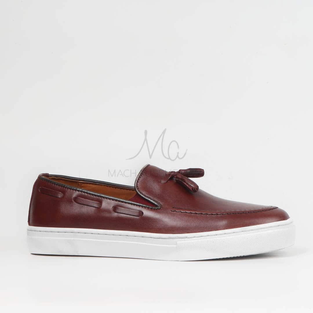 Mocassin 100% Cuir Grenat.
