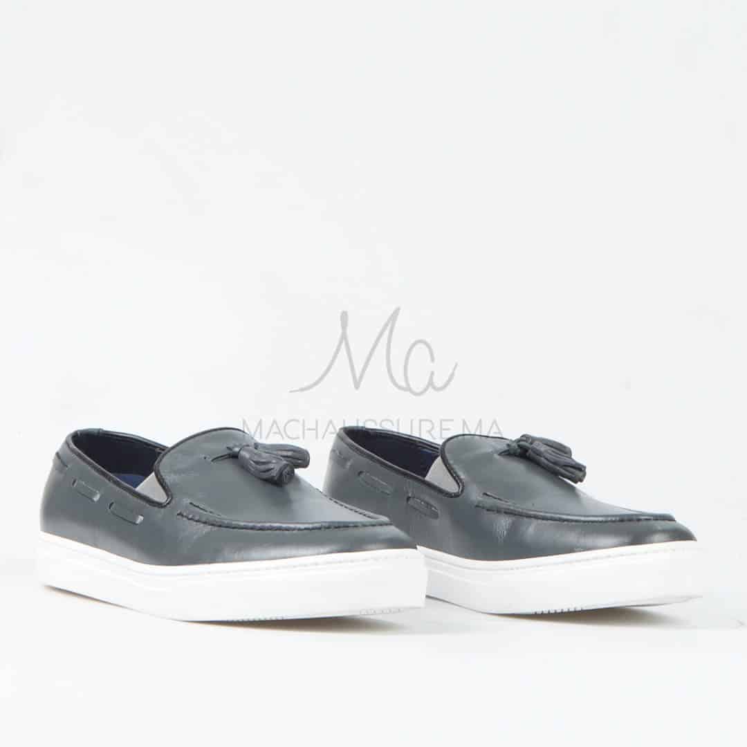 Mocassin 100% Cuir Gris.