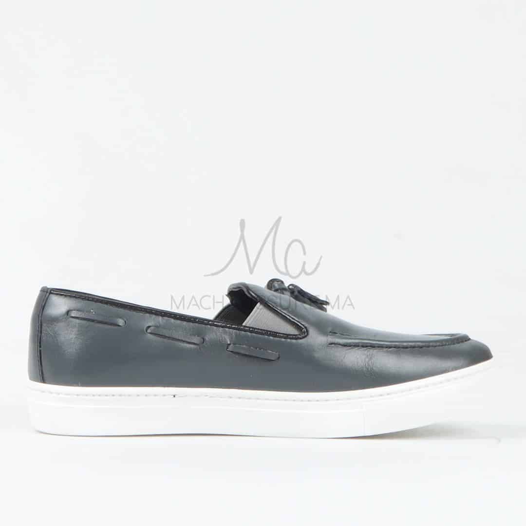 Mocassin 100% Cuir Gris.