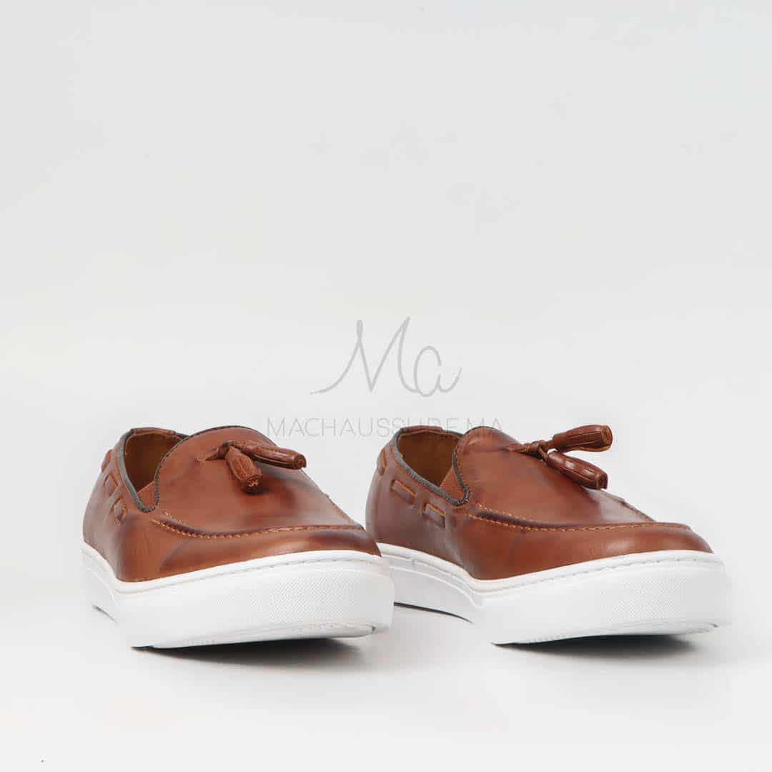 Mocassin 100% Cuir Tabac.