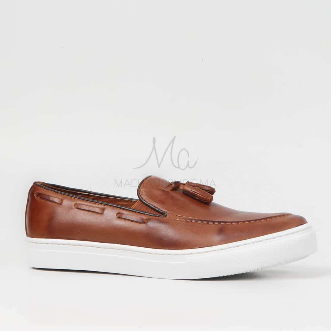 Mocassin 100% Cuir Tabac.