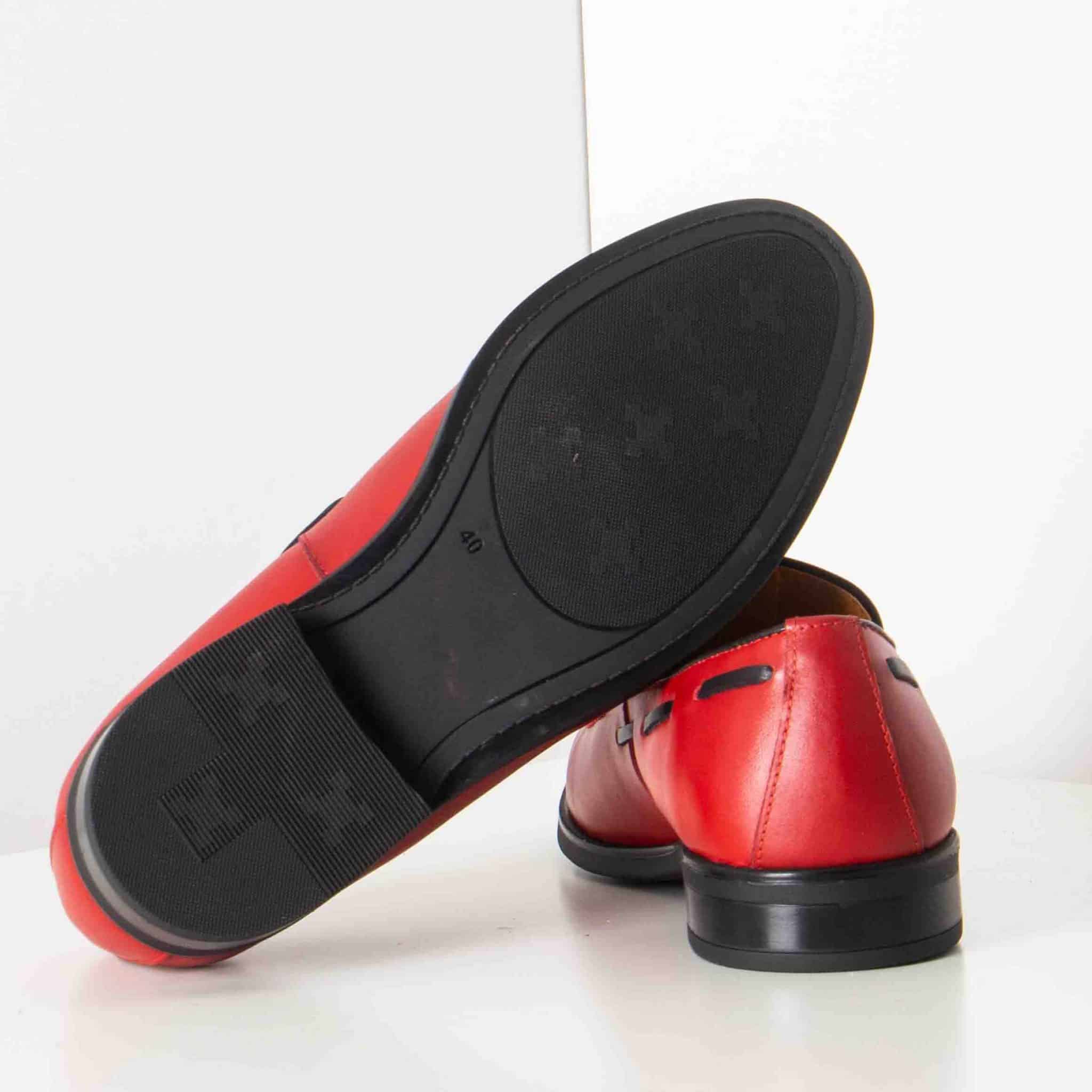 DANVER – Chaussure de ville 100% cuir - Rouge.