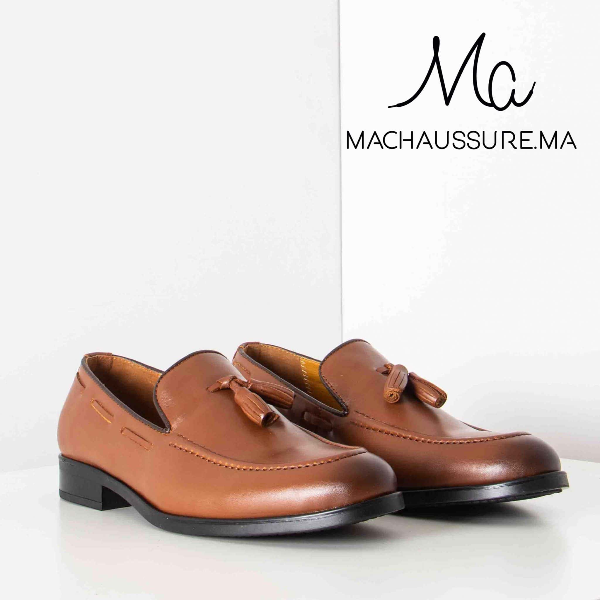 DANVER – Chaussure de ville 100% cuir - Tabac.