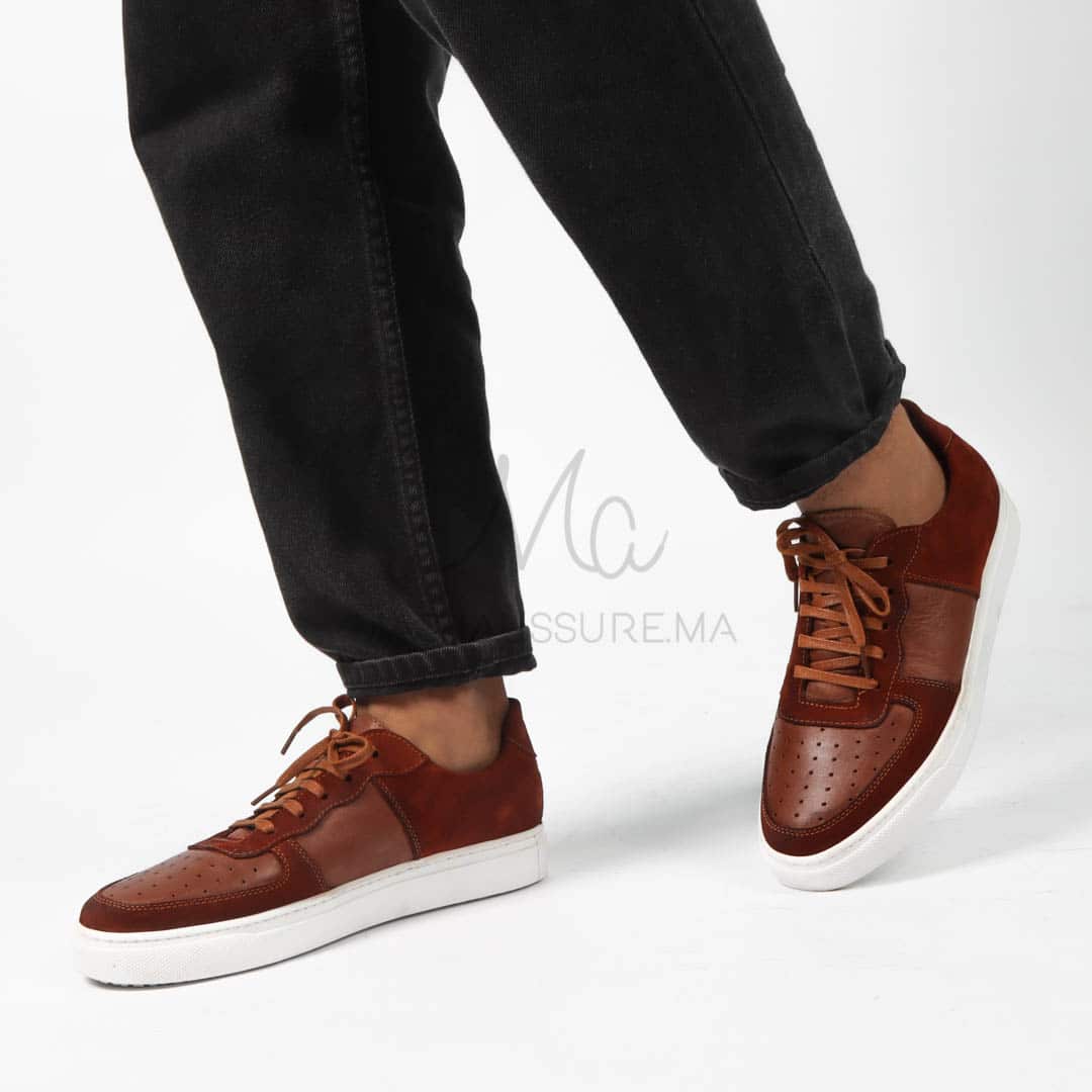 Adrena Baskets confortables 100% Daim en Tabac.