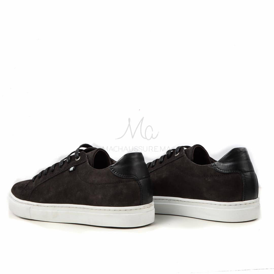 Baskets Basses en Daim - Gris Noir.