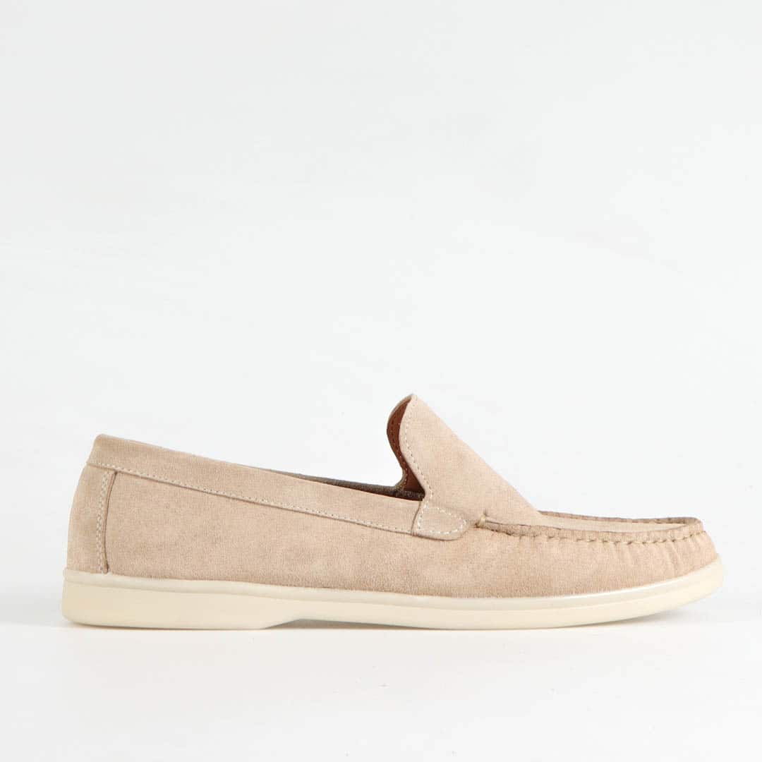 Oratorio – Mocassins 100 % Daim Beige.