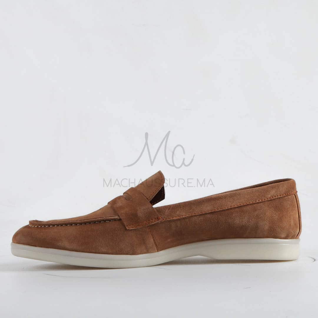 Belcanto – Mocassins 100 % Daim Camel.