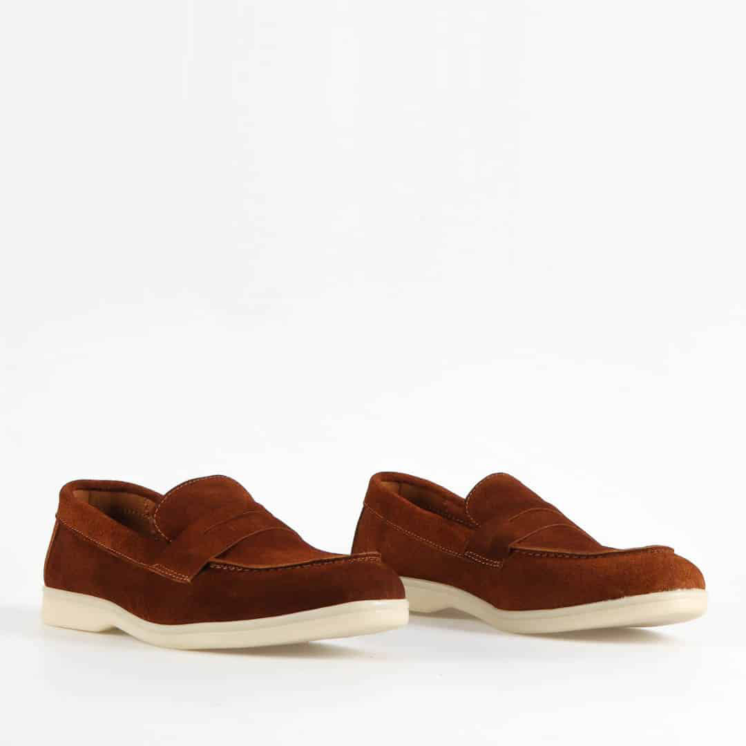 Belcanto – Mocassins 100 % Daim Tabac.
