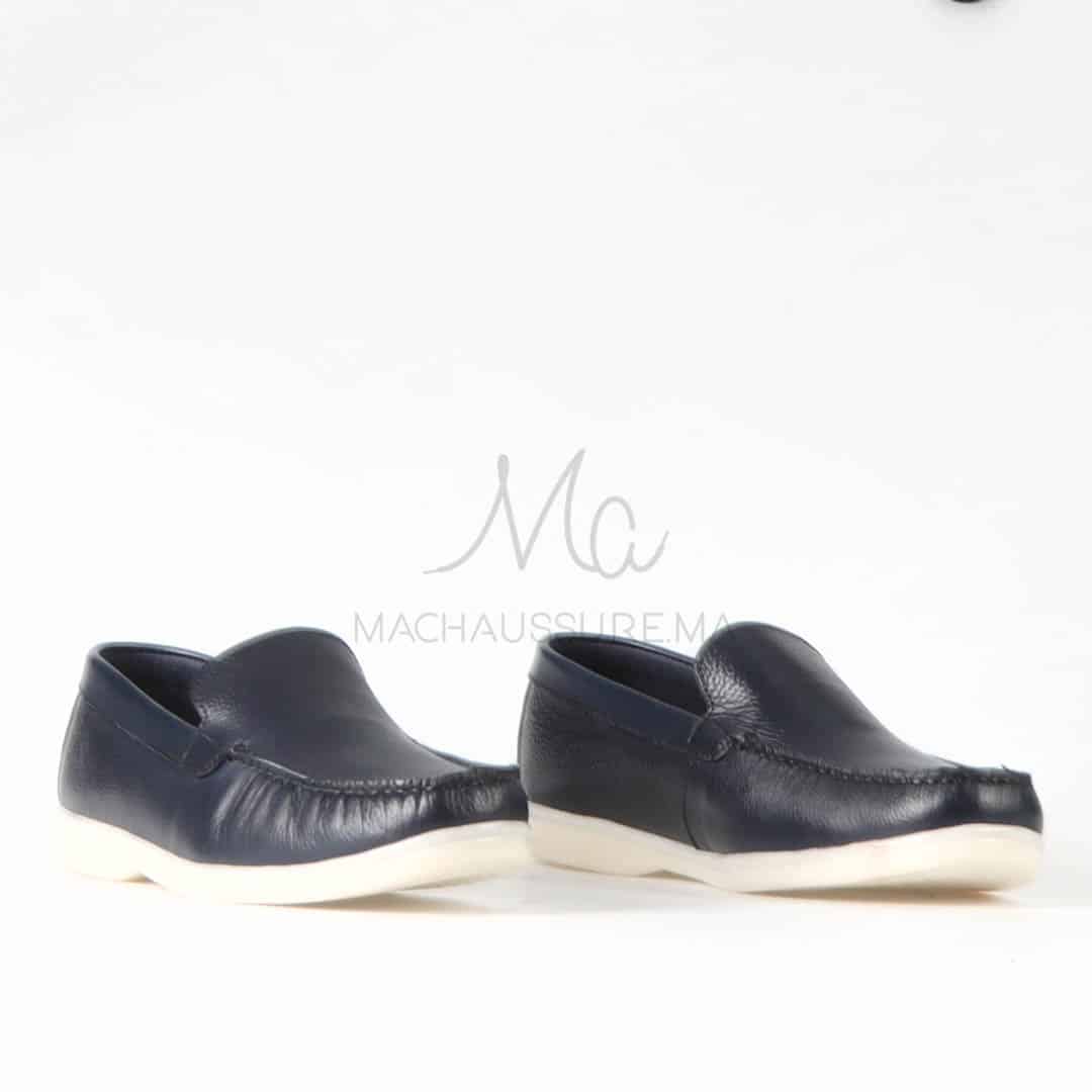 Oratorio – Mocassins 100 % Cuir Bleu.