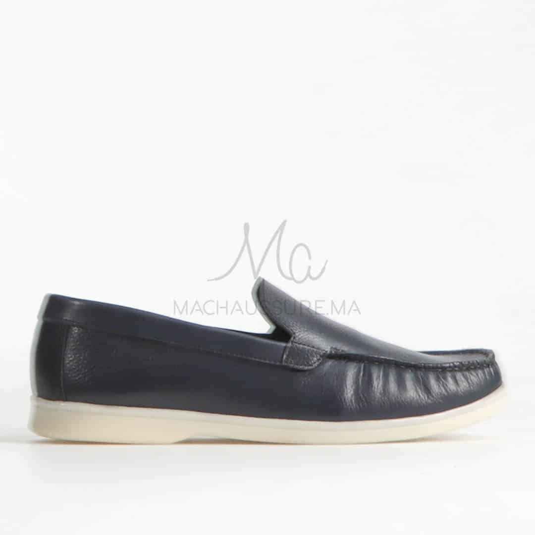Oratorio – Mocassins 100 % Cuir Bleu.