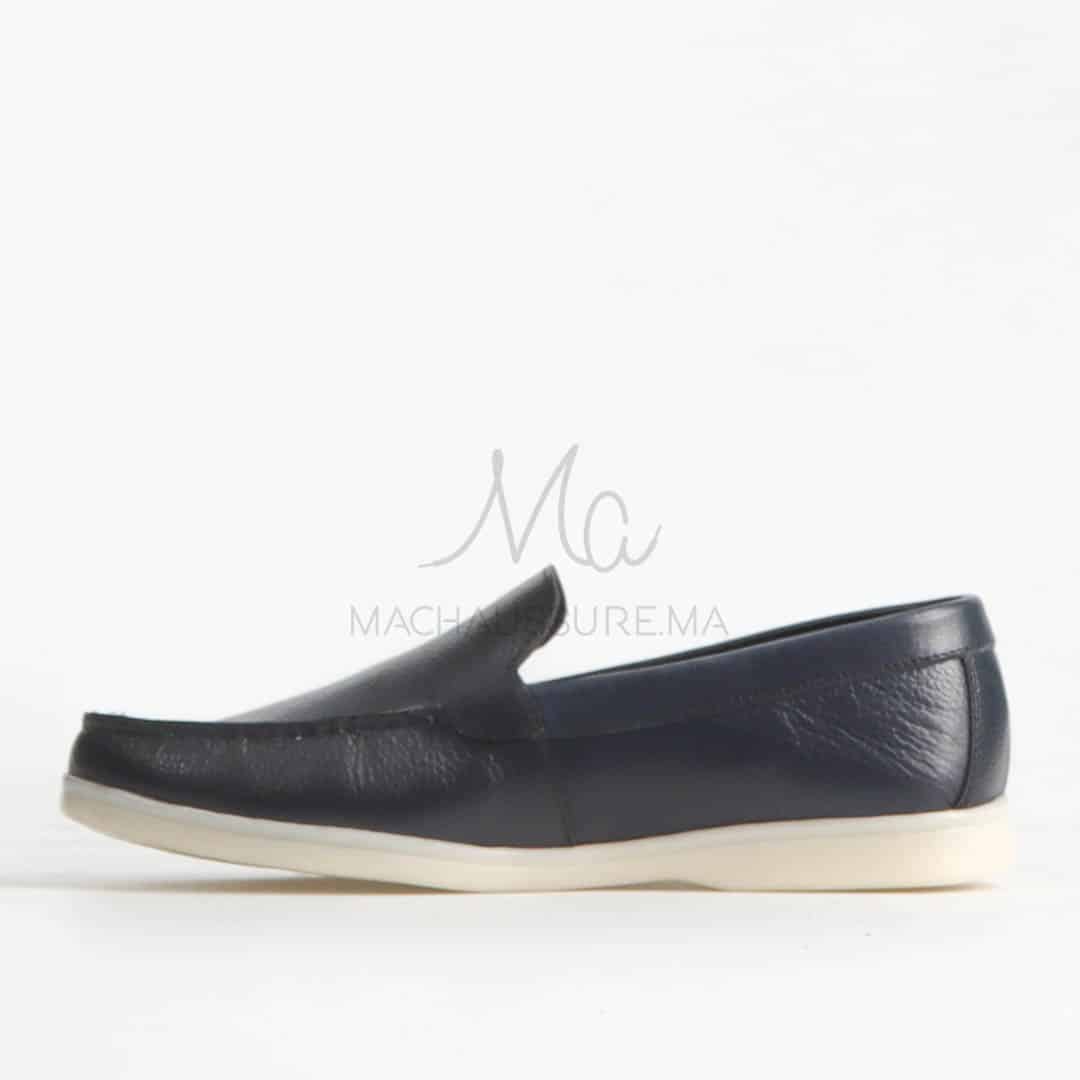 Oratorio – Mocassins 100 % Cuir Bleu.