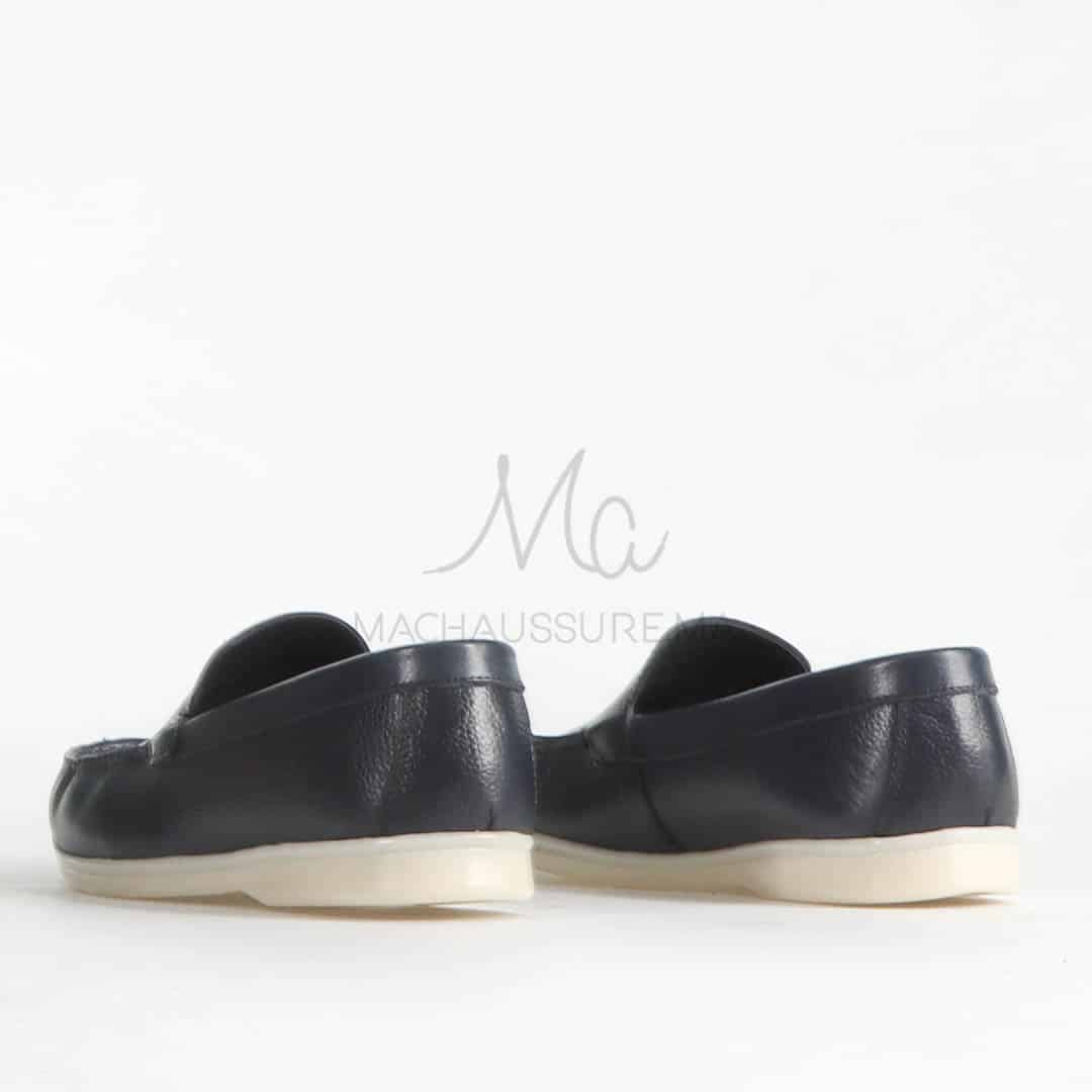 Oratorio – Mocassins 100 % Cuir Bleu.