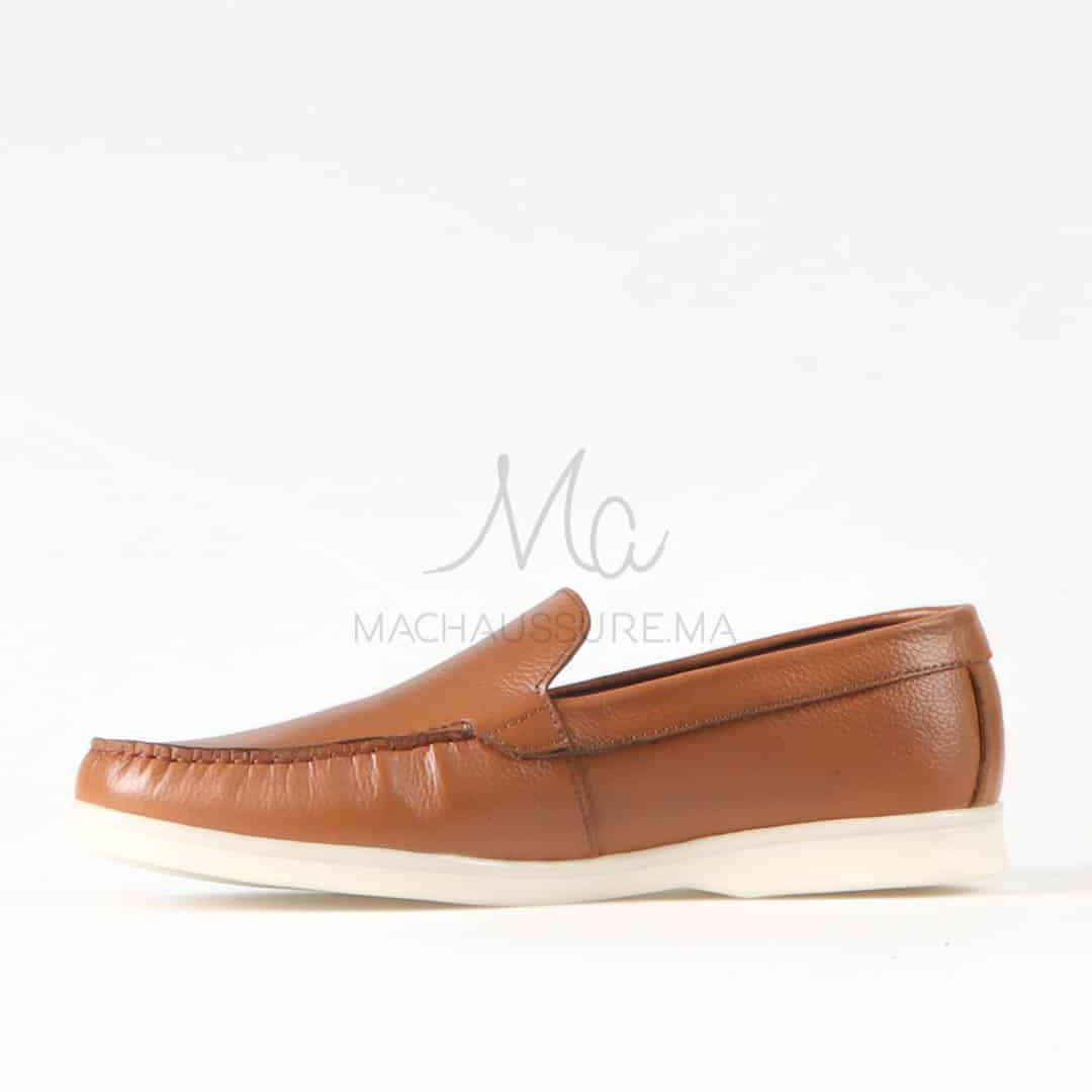 Oratorio – Mocassins 100 % Cuir Tabac.