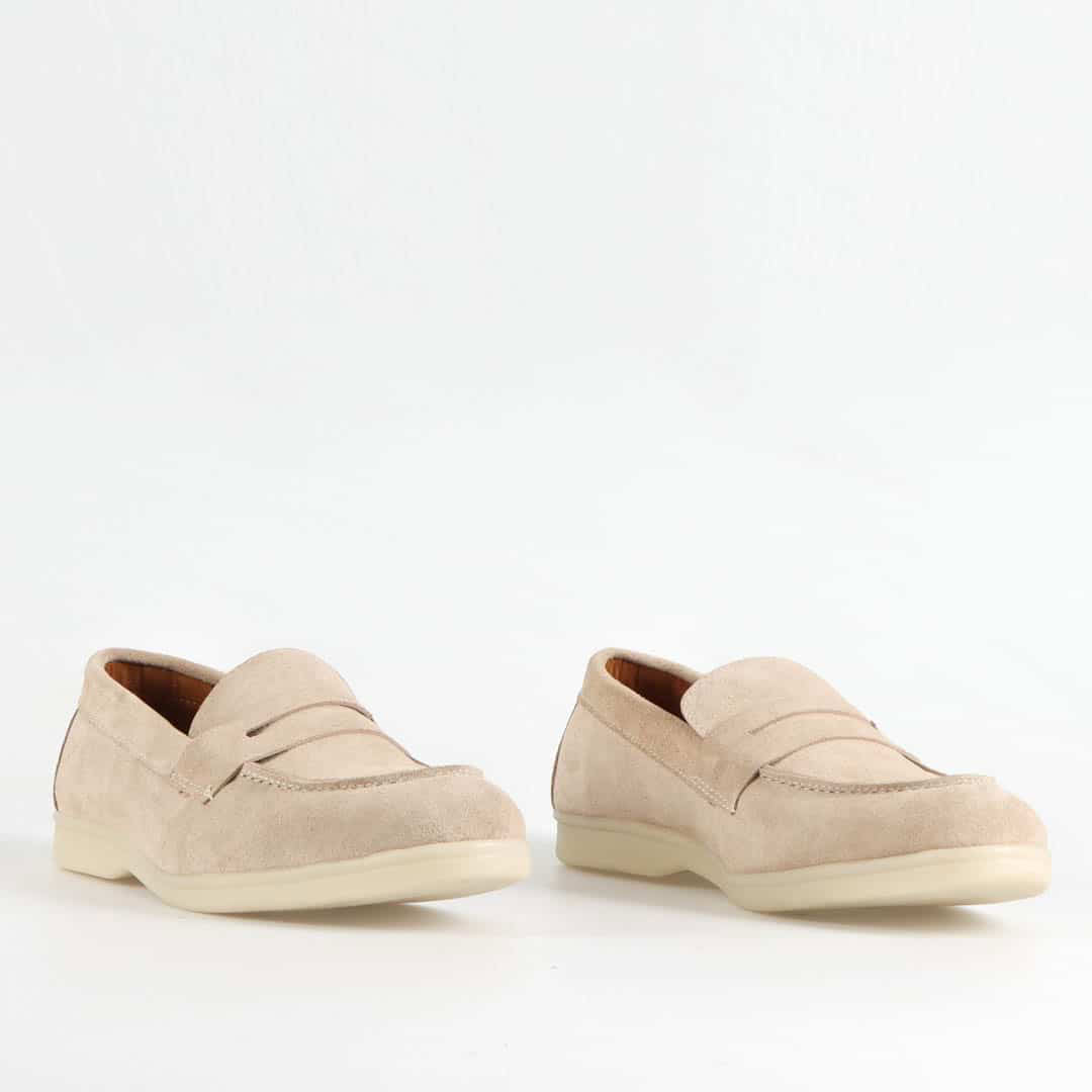 Belcanto – Mocassins 100 % Daim Beige.