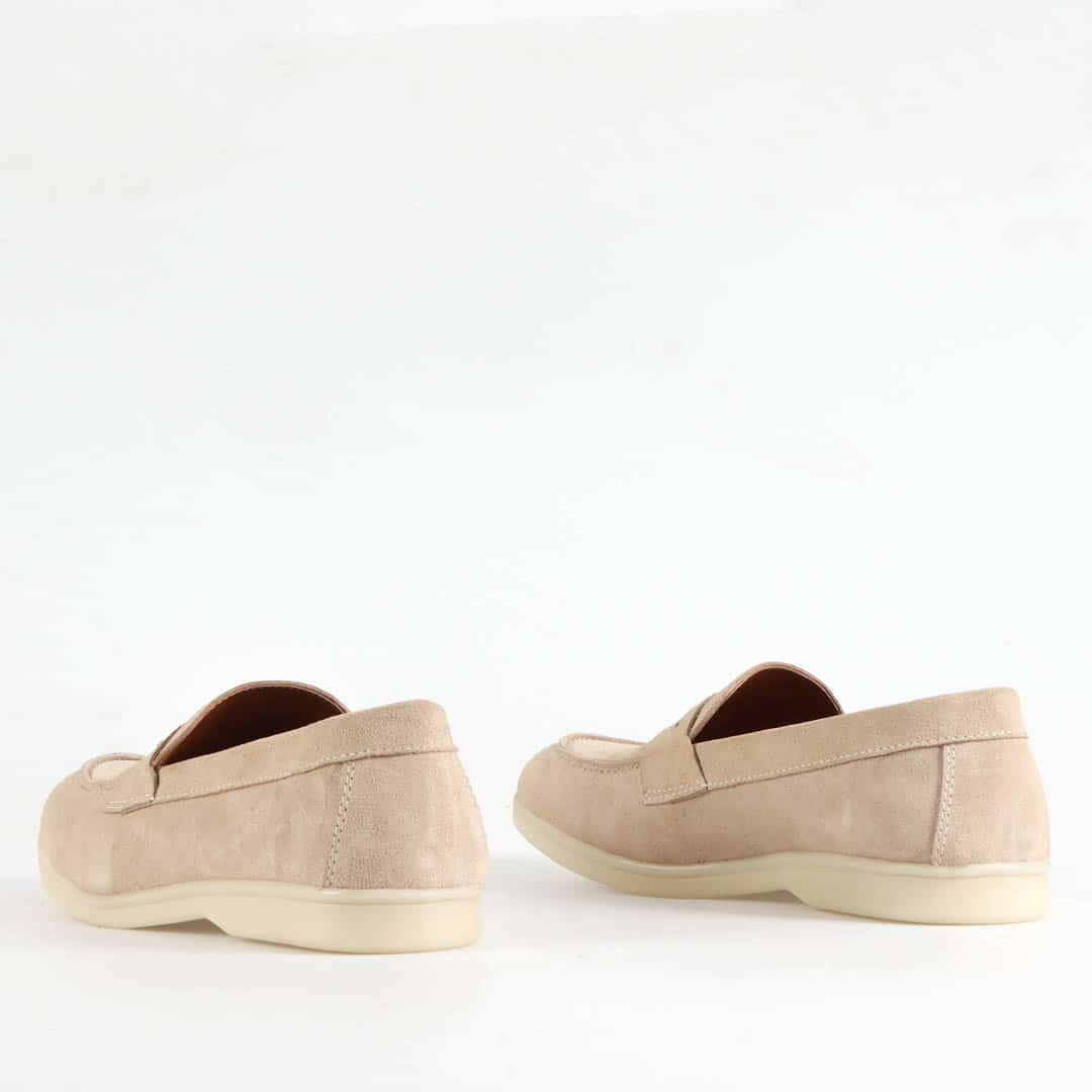 Belcanto – Mocassins 100 % Daim Beige.